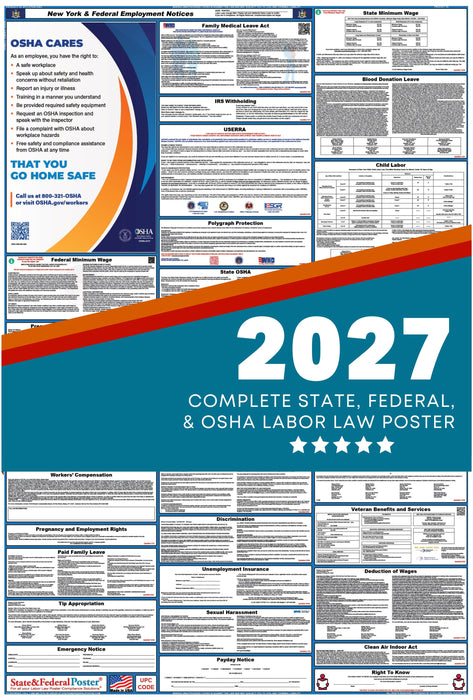 New York State and Federal Labor Law Poster 2027 - State and Federal Poster
