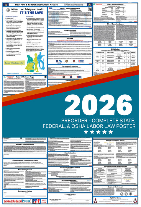 PREORDER - New York State and Federal Labor Law Poster 2026