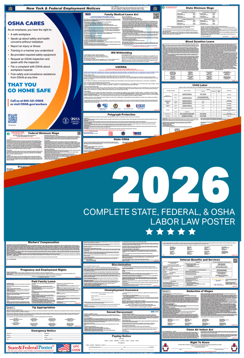 Digital New York Labor Law Poster 2026 - State and Federal Poster