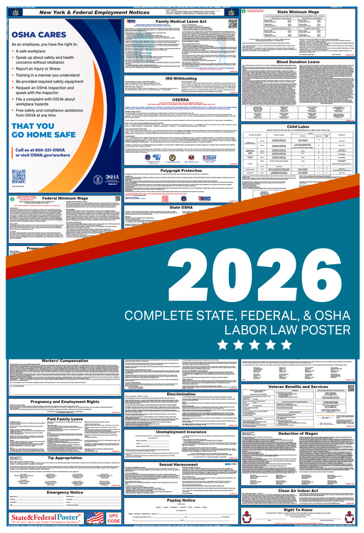 Digital New York Labor Law Poster 2026 - State and Federal Poster