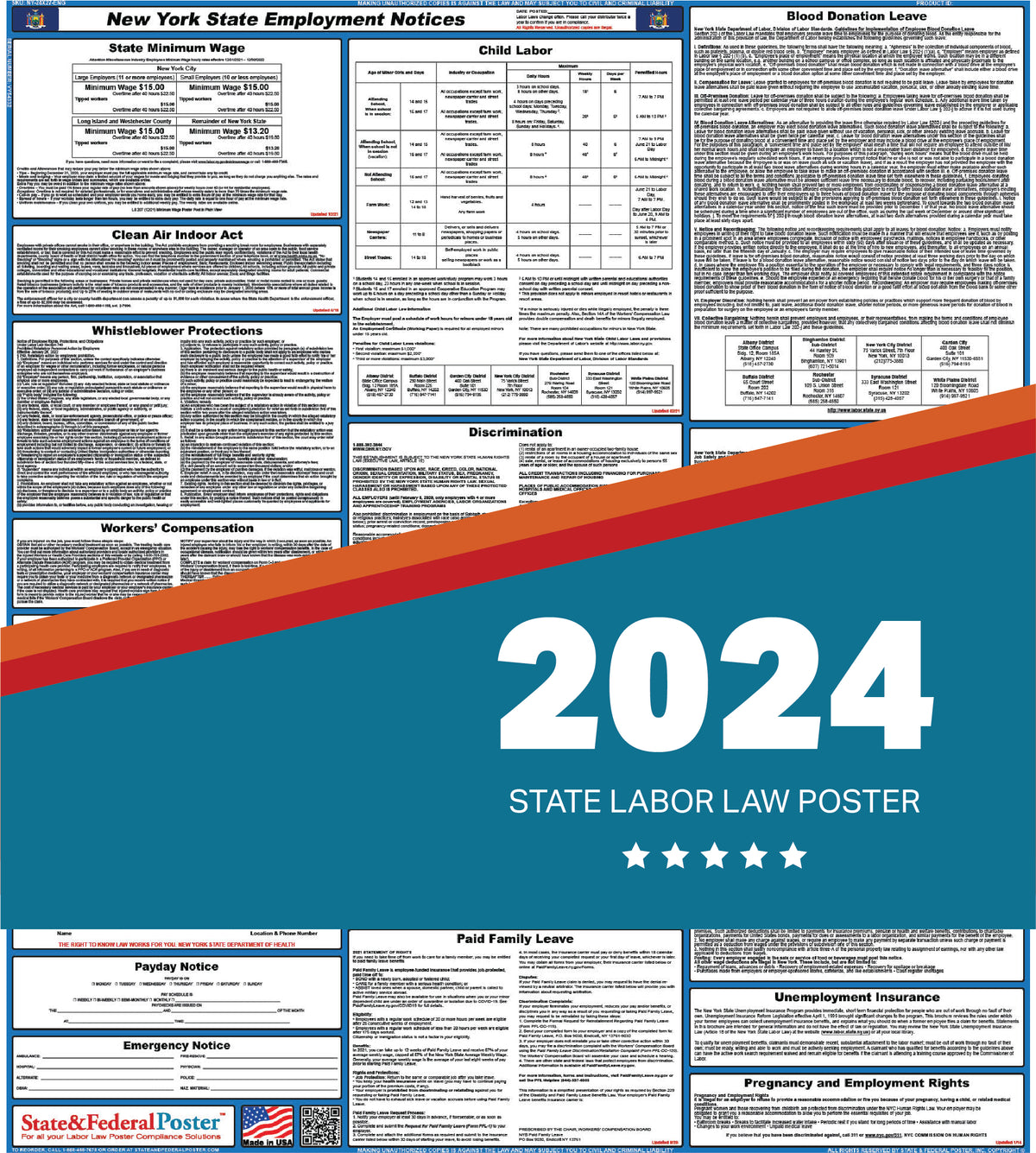 New York State Labor Law Poster 2024 — State And Federal Poster