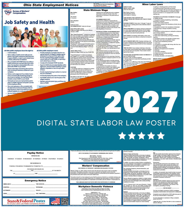 Ohio State Labor Law Poster 2027 - State and Federal Poster