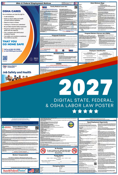 Digital Ohio Labor Law Poster 2027 - State and Federal Poster