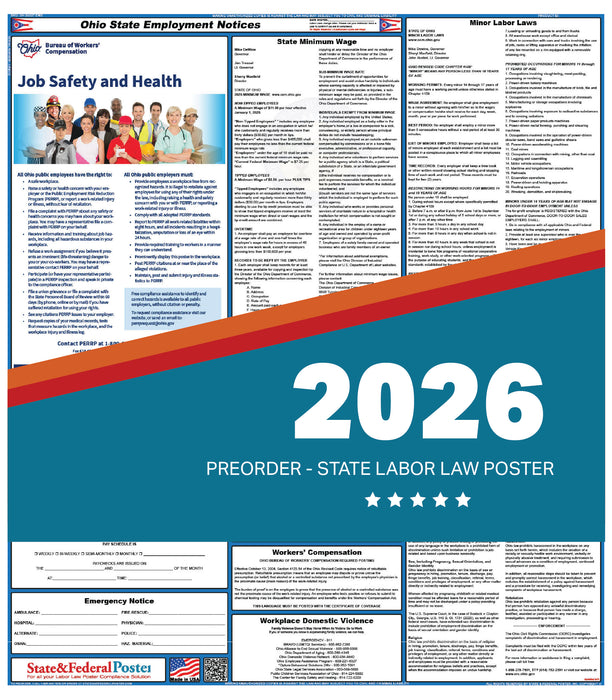 PREORDER - Ohio State Labor Law Poster 2026