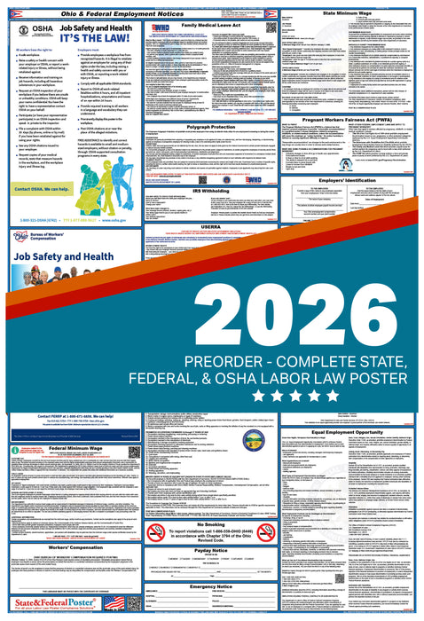 PREORDER - Ohio State and Federal Labor Law Poster 2026