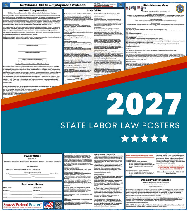 Oklahoma State Labor Law Poster 2027 - State and Federal Poster