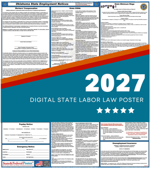 Oklahoma State Labor Law Poster 2027 - State and Federal Poster