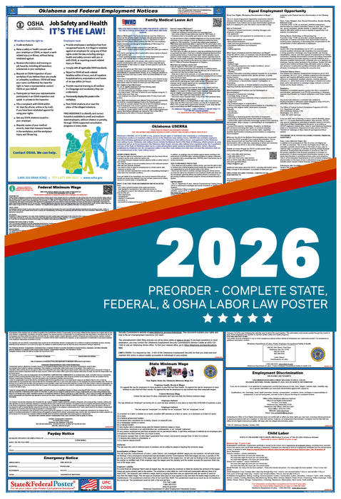 PREORDER - Oklahoma State and Federal Labor Law Poster 2026