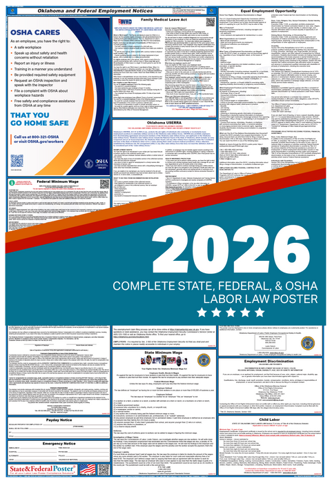 Digital Oklahoma Labor Law Poster 2026 - State and Federal Poster