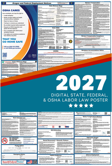 Digital Oregon Labor Law Poster 2027 - State and Federal Poster