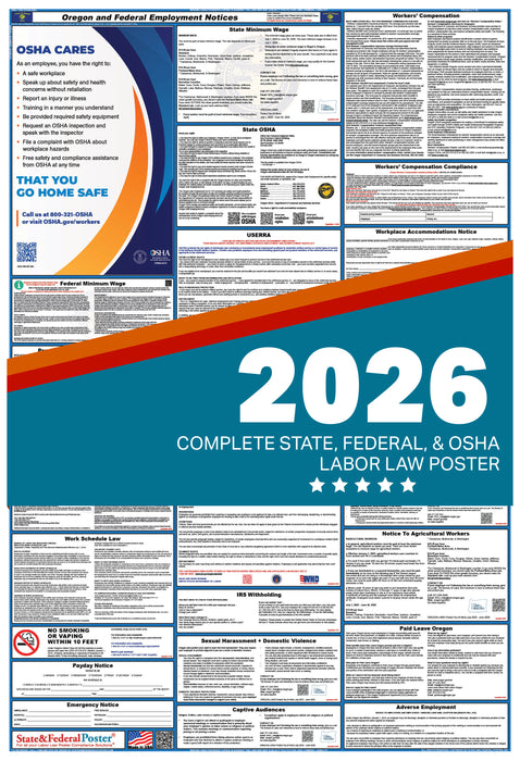 Oregon State and Federal Labor Law Poster 2026 - State and Federal Poster