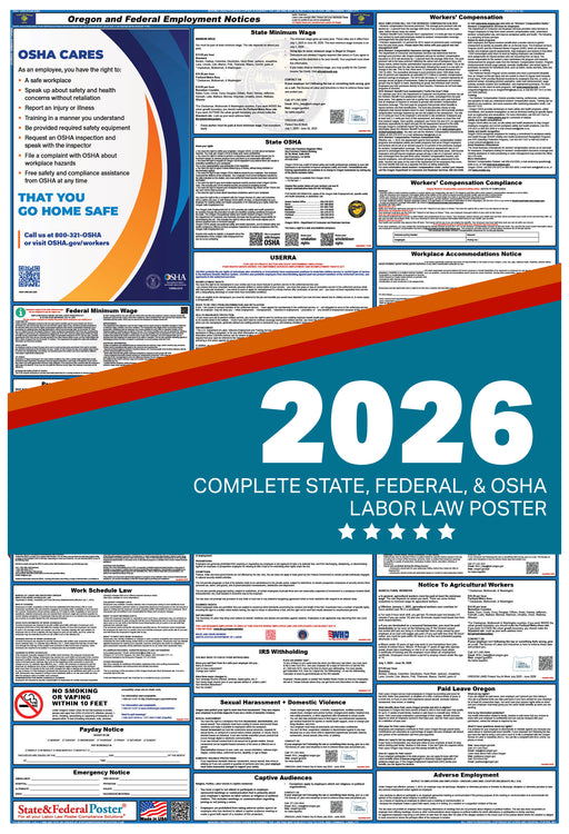 Oregon State and Federal Labor Law Poster 2026 - State and Federal Poster
