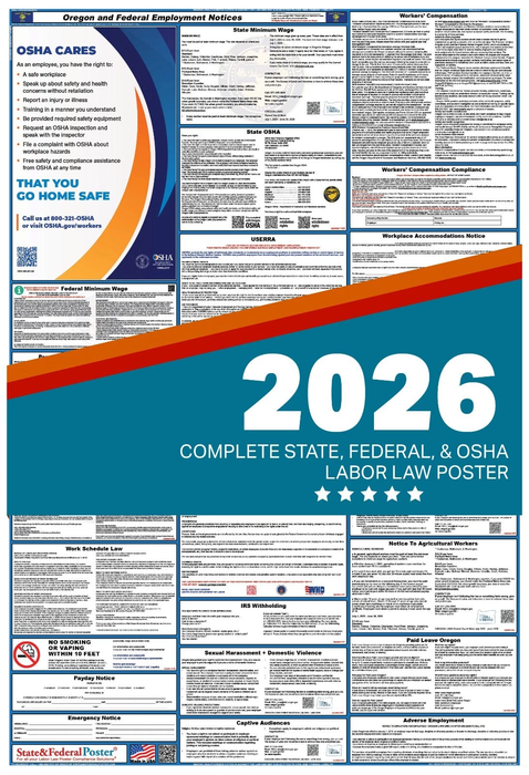 Digital Oregon Labor Law Poster 2026 - State and Federal Poster