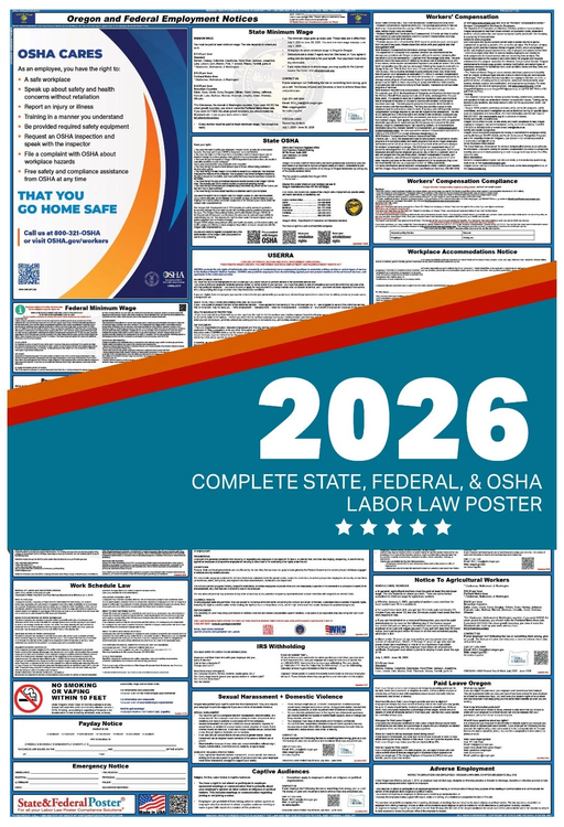 Digital Oregon Labor Law Poster 2026 - State and Federal Poster