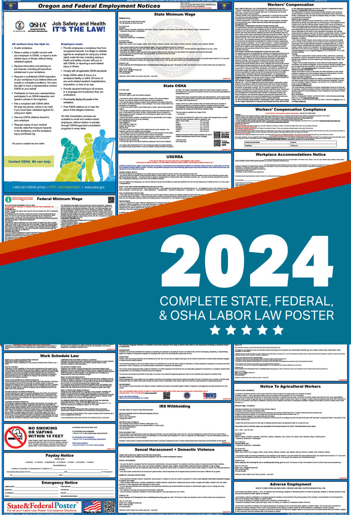 PREORDER - Oregon State and Federal Labor Law Poster 2024 — State and  Federal Poster