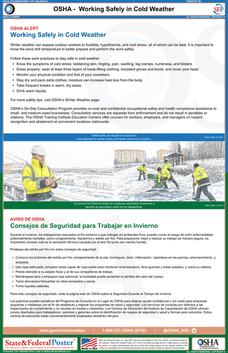 OSHA: Working Safely in Cold Weather Fact Sheet - State and Federal Poster