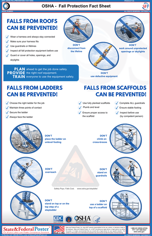 OSHA: Fall Protection Fact Sheet - State and Federal Poster