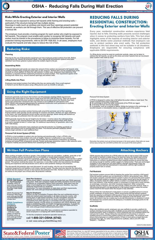 OSHA: Reducing Falls During Wall Erection Fact Sheet - State and Federal Poster