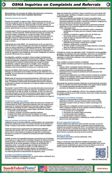 Responding to OSHA Inquiries on Complaints and Referrals Fact Sheet