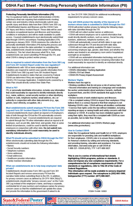 OSHA Fact Sheet - Protecting Personally Identifiable Information (PII)