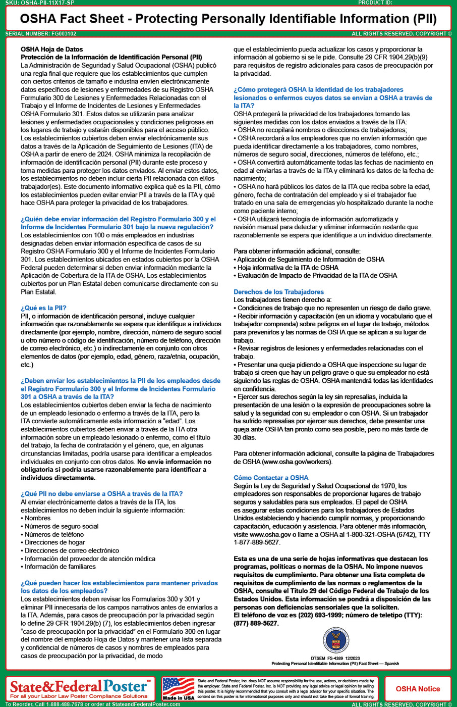 OSHA Fact Sheet - Protecting Personally Identifiable Information (PII ...