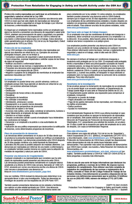OSHA Fact Sheet: Protection From Retaliation for Engaging in Safety and Health Activity Under the OSH Act