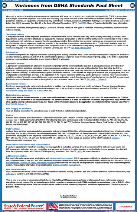 OSHA Variances from OSHA Standards Fact Sheet