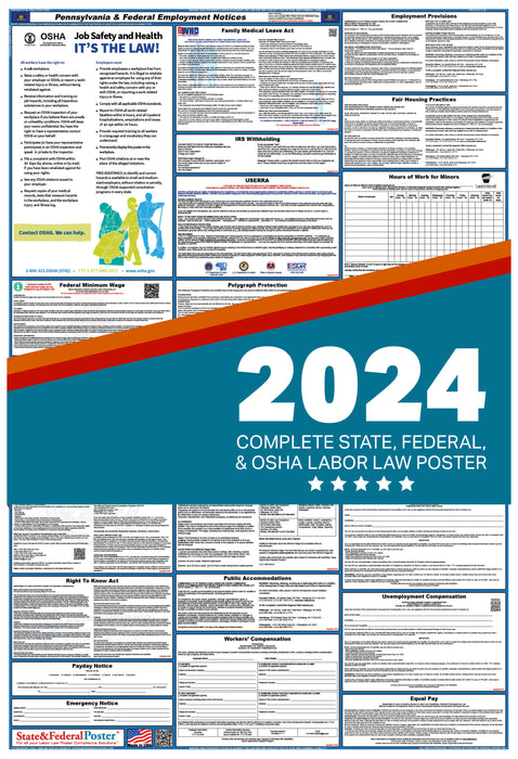 Pennsylvania State and Federal Labor Law Poster 2024