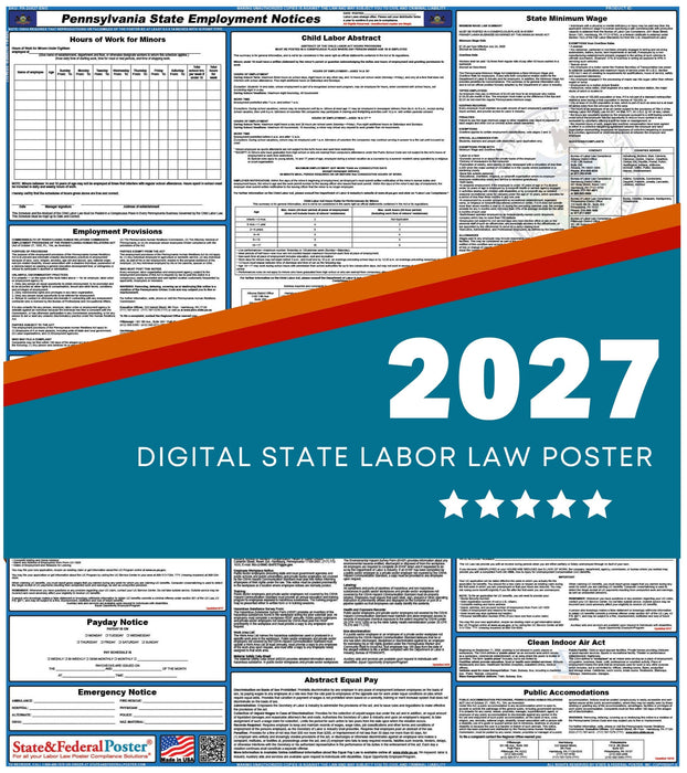 Pennsylvania State Labor Law Poster 2027 - State and Federal Poster