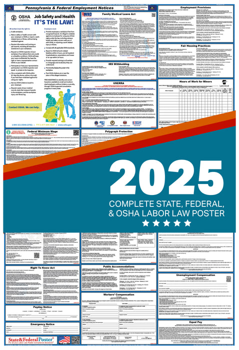 PREORDER - Pennsylvania State and Federal Labor Law Poster 2025