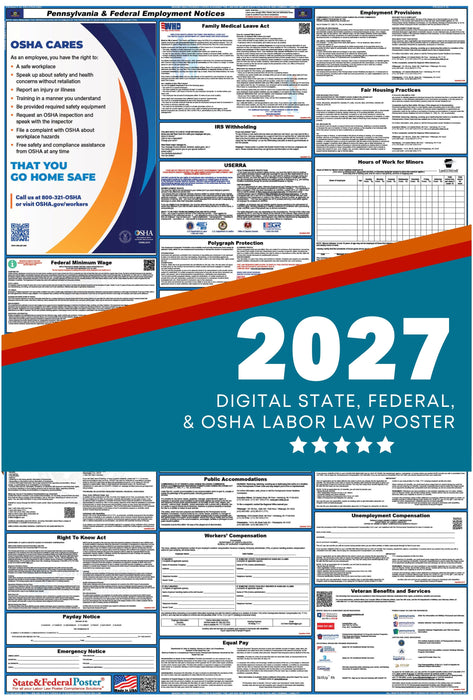 Digital Pennsylvania Labor Law Poster 2027 - State and Federal Poster