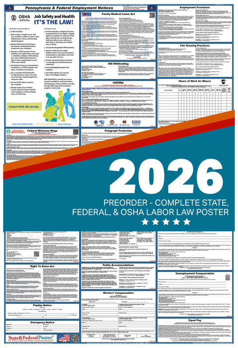 PREORDER - Digital Pennsylvania Labor Law Poster 2026