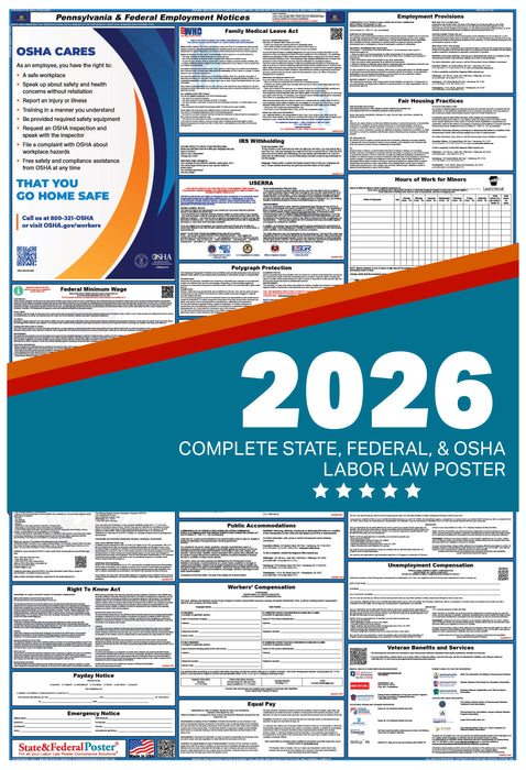 Pennsylvania State and Federal Labor Law Poster 2026 - State and Federal Poster