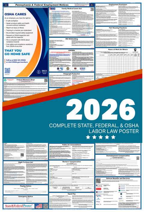 Digital Pennsylvania Labor Law Poster 2026 - State and Federal Poster