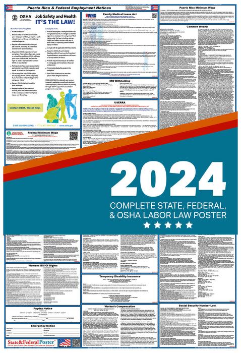 Puerto Rico State and Federal Labor Law Poster 2024