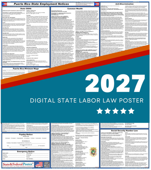Puerto Rico State Labor Law Poster 2027 - State and Federal Poster