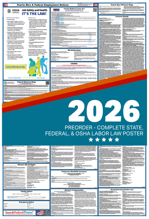 PREORDER - Puerto Rico State and Federal Labor Law Poster 2026