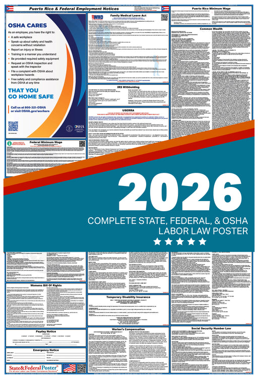 Puerto Rico State and Federal Labor Law Poster 2026 - State and Federal Poster