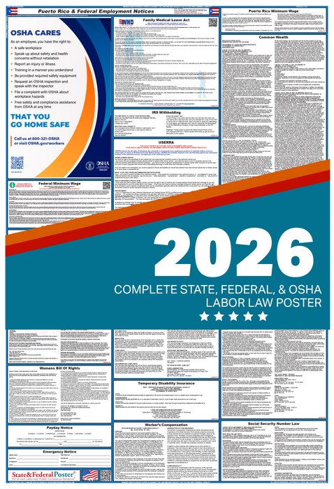 Digital Puerto Rico Labor Law Poster 2026 - State and Federal Poster