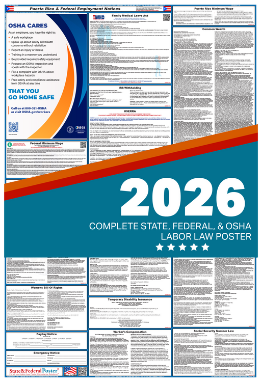 Digital Puerto Rico Labor Law Poster 2026 - State and Federal Poster