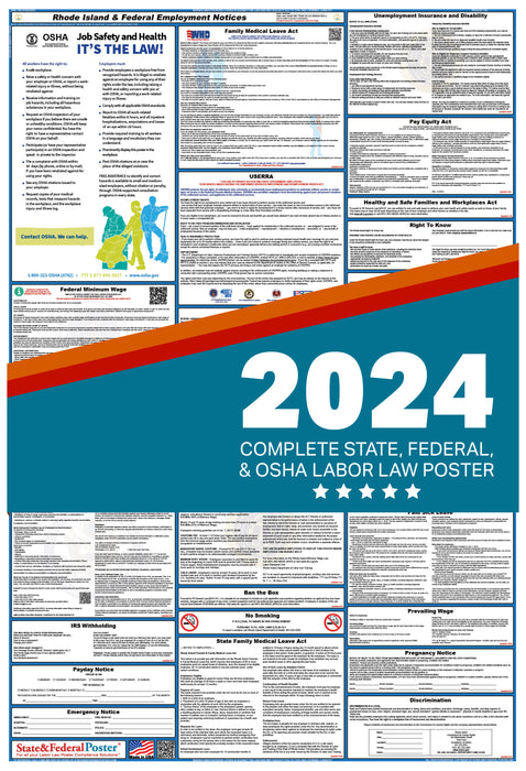 Rhode Island State and Federal Labor Law Poster 2024