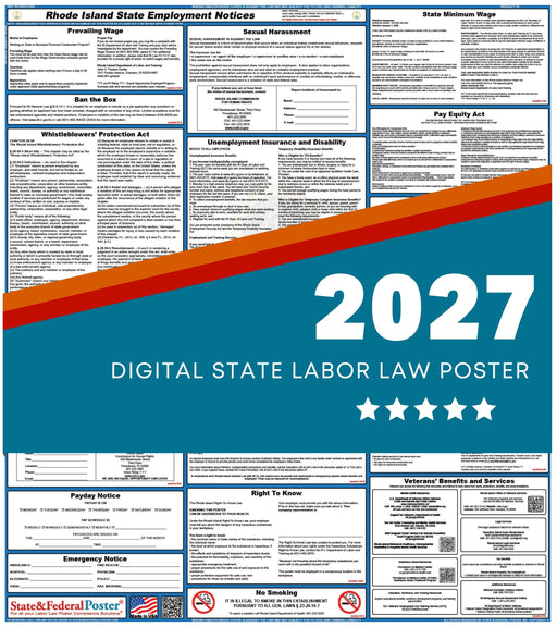Rhode Island State Labor Law Poster 2027 - State and Federal Poster