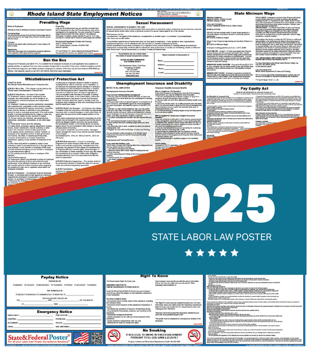 PREORDER - Rhode Island State Labor Law Poster 2025