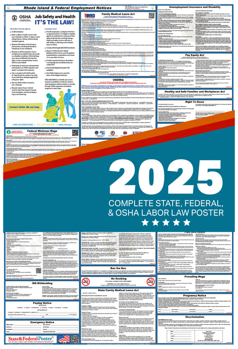 PREORDER - Rhode Island State and Federal Labor Law Poster 2025