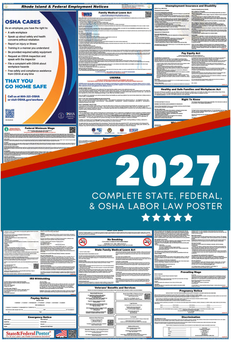 Rhode Island State and Federal Labor Law Poster 2027 - State and Federal Poster