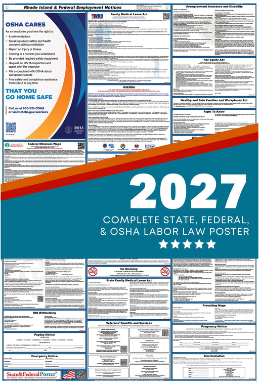 Rhode Island State and Federal Labor Law Poster 2027 - State and Federal Poster