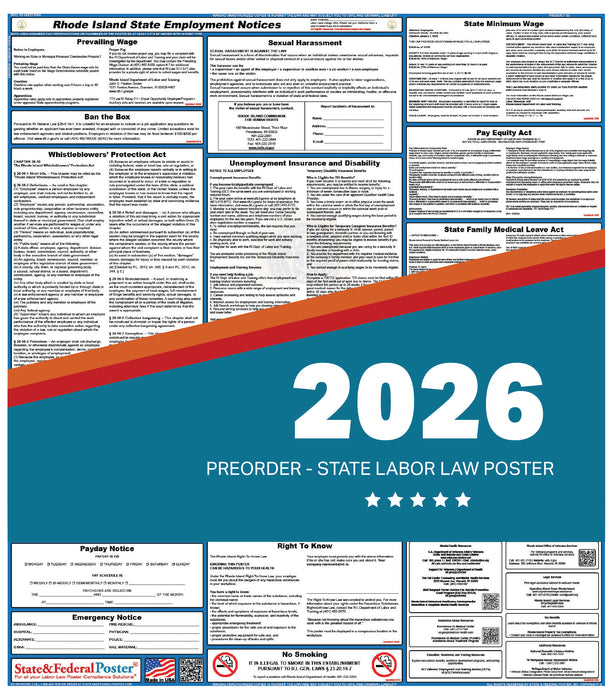PREORDER - Rhode Island State Labor Law Poster 2026