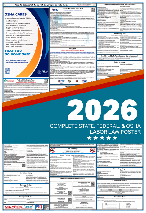 Digital Rhode Island Labor Law Poster 2026 - State and Federal Poster