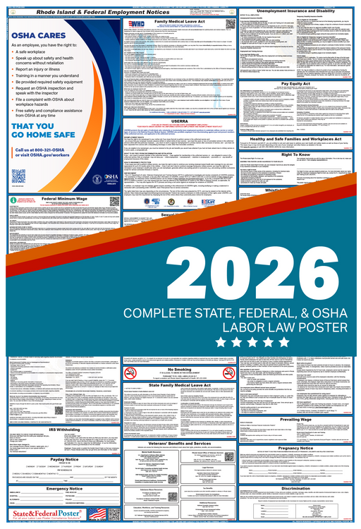 Digital Rhode Island Labor Law Poster 2026 - State and Federal Poster