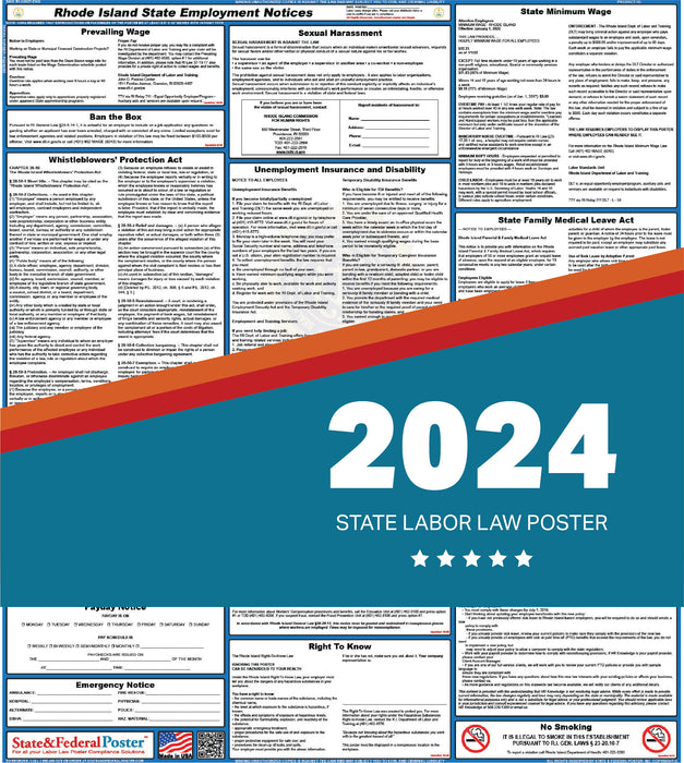 PREORDER - Rhode Island State Labor Law Poster 2024